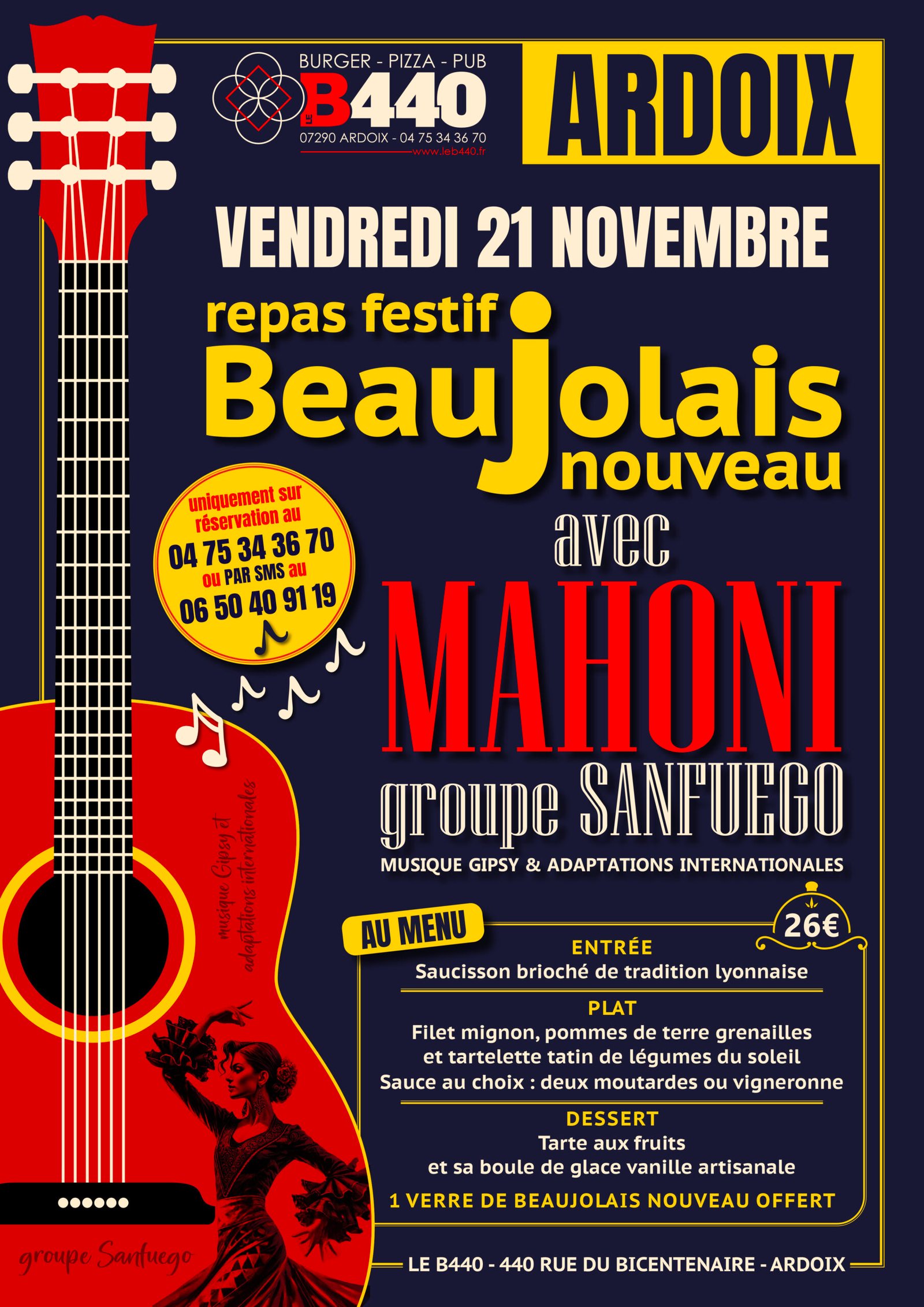 Soirée Beaujolais nouveau au B440 à Ardoix